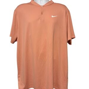 Men’s Nike DriFit 2 Button Crew Neck short Sleeve Shirt Salmon XXL